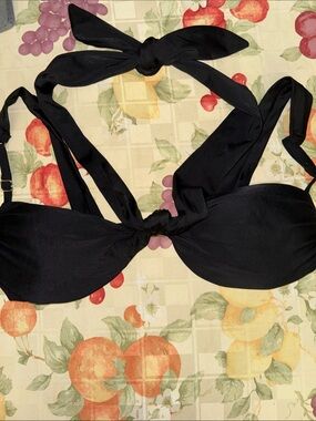Black Convertible Bikini Top with Tie Straps